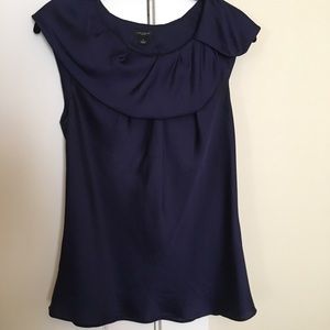 Ann Taylor Navy Blue Tulip sleeve blouse
